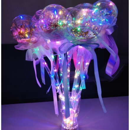 Mainan Tongkat Sihir Peri Princess Anak LED Glowing Stick Transparan Warna Warni Untuk Pesta Magic