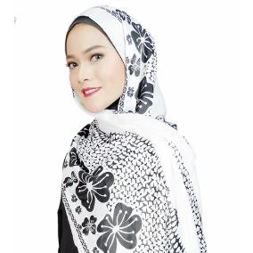 Mobasascarf HIJAB PASHMINA SATIN PRINTING MOTIF / KERUDUNG JILBAB PASHMINA [Hibicus] MB