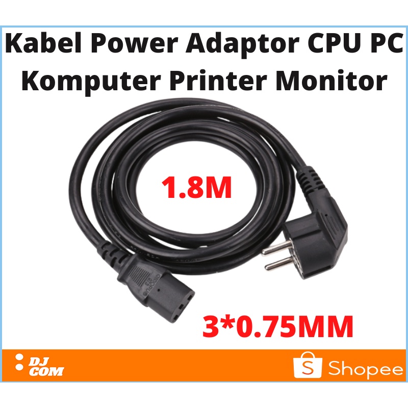 Kabel Power Adaptor CPU PC Komputer Printer Monitor LCD Proyektor Mesin Fotocopy Timbangan Digital Rice Cooker 3 Lubang