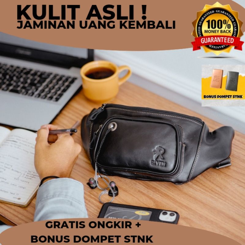 Tas selempang waistbag slingbag pria branded kulit asli original ZEUS
