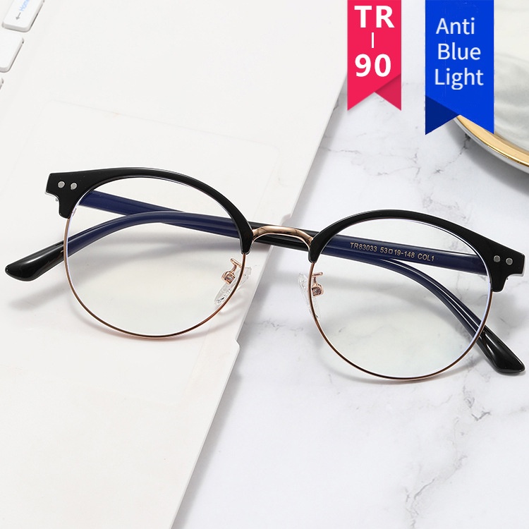 Kacamata Optik Anti Radiasi TR90 Frame Bulat Gaya Retro Untuk Pria Dan Wanita