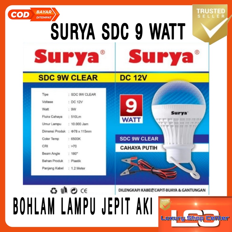 SURYA Bohlam Lampu Jepit AKI DC 12V CLEAR SDC 3W 5W 9W 12W