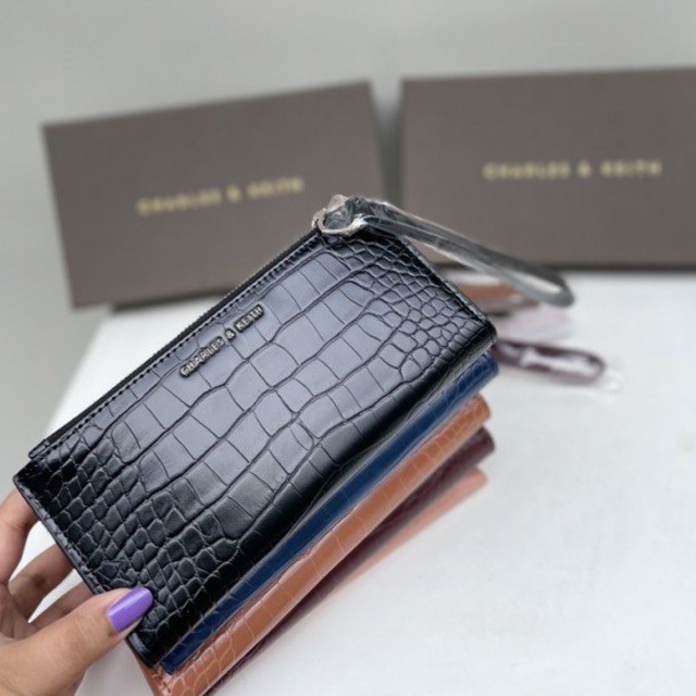 Dompet Wanita Croc-Effect Wristlet