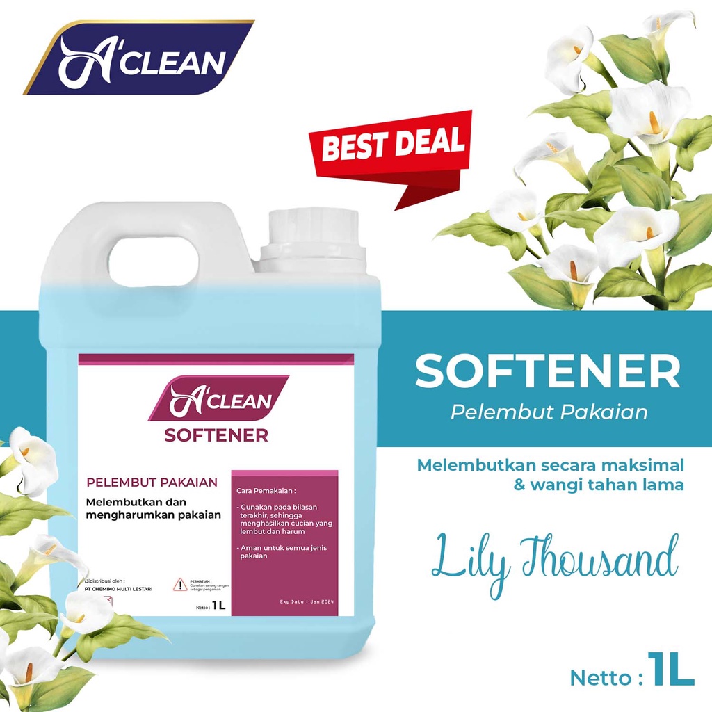 Softener / Pelembut dan Pewangi Pakaian / Penghilang Noda 1000 ml Amorens / Antibacterial [1 Liter]