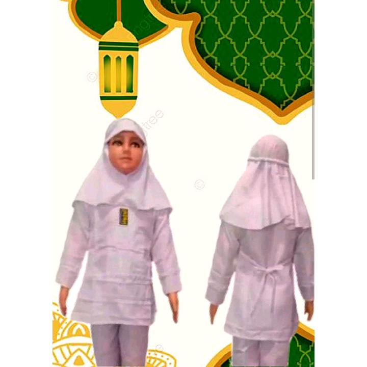 Setelan busana muslim putih Anak Perempuan  usia 1-12th