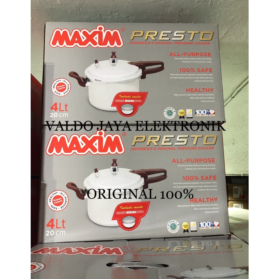 MAXIM Presto 4 Liter 20cm Panci Cepat Matang MAXIM ORIGINAL