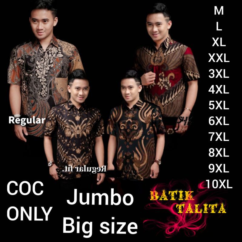 KEMEJA BATIK LENGAN PENDEK BIG SIZE JUMBO M.L.XL.XXL.3XL.4XL.5XL.6XL.7XL.8XL.9XL.10XL