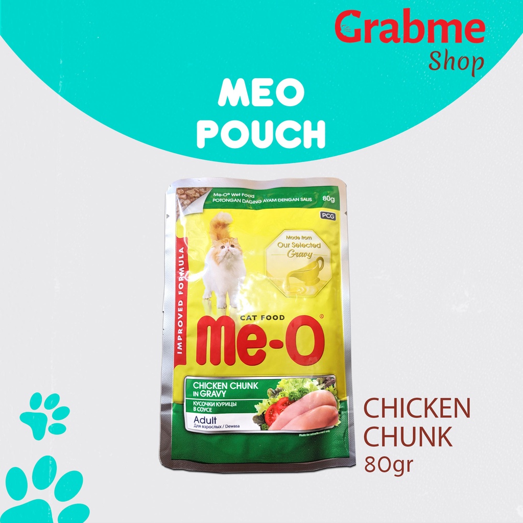 Makanan kucing basah meo pouch Chicken chunk 80gr adult