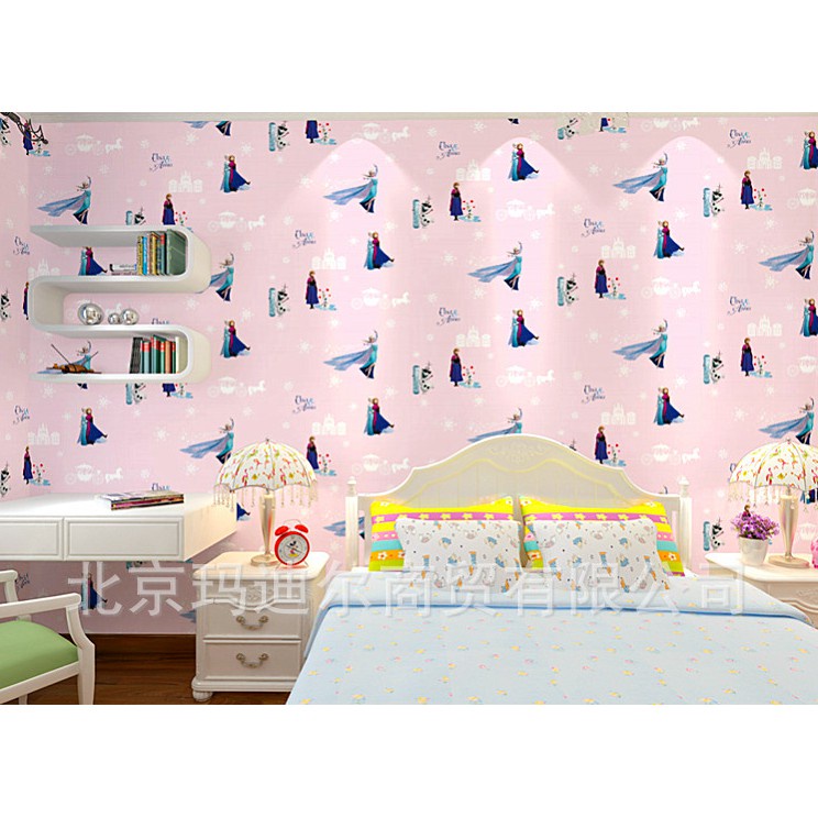 Wallpaper dinding kamar anak - wallpaper kamar anak frozen -  wallpeper tembok prozen - 10M