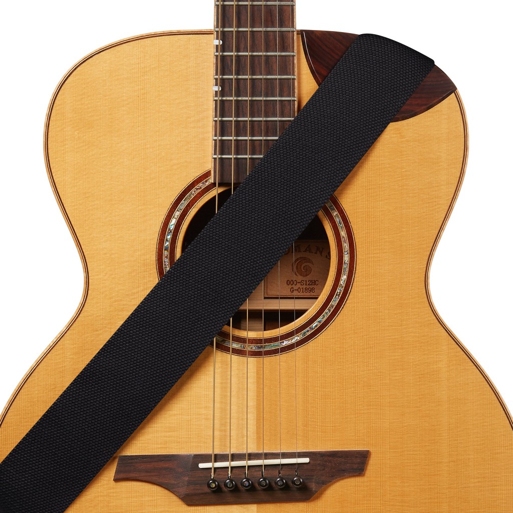 Amumu CO24W-BK Strap Gitar motif Black Soft Cotton with 3 Pick Holder