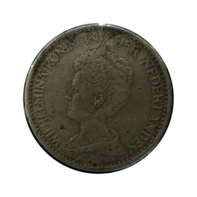 Koin perak 1 gulden wilhelmina mantel 1913