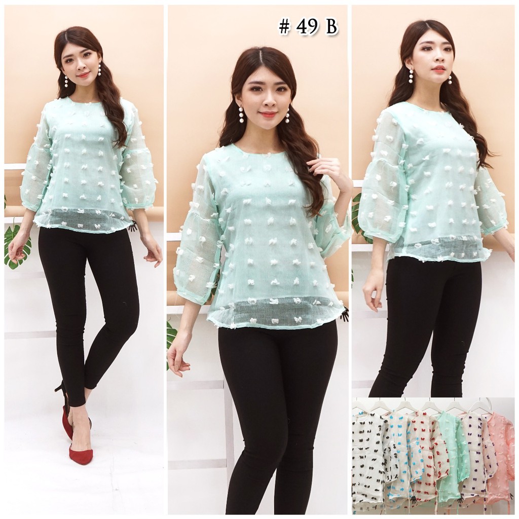 JakartaFashion - blouse rubiah tali lengan balon puff furing rubiyah model terbaru ikat atasan korea