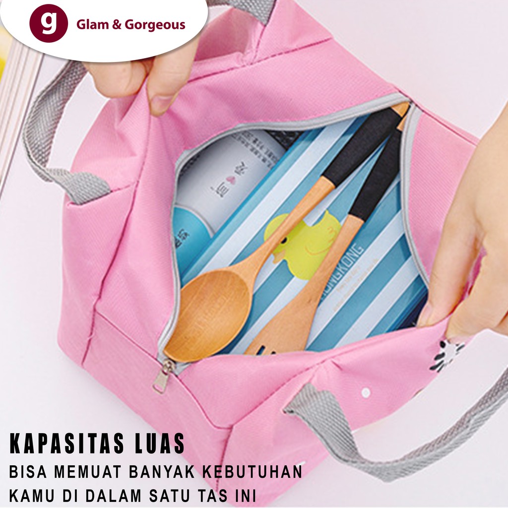 Tas Tempat Kotak Makan Bekal Lunch Box Anak Tahan Panas Motif Binatang TM015