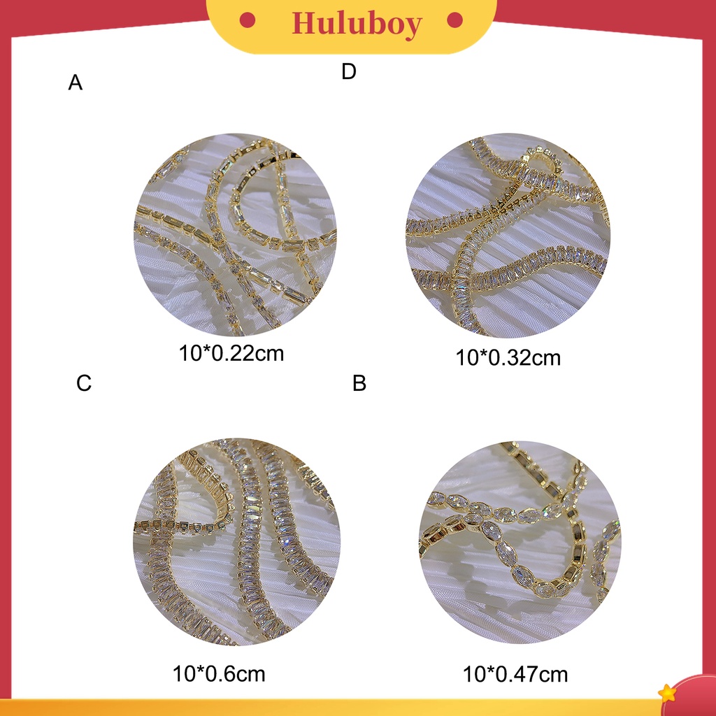 Huluboy Huluboy♡ Perhiasan Rantai Zircon 3D Tahan Pudar Untuk Dekorasi Nail Art