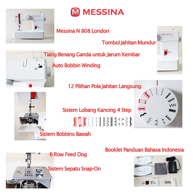 Mesin Jahit MESSINA (SINGER) N-808 New York Portable Multifungsi