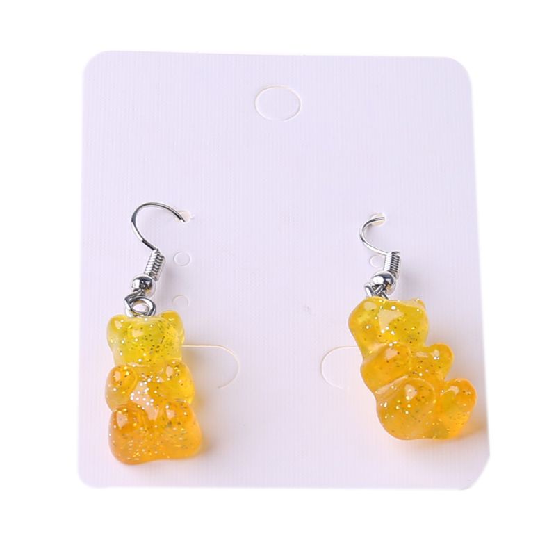 Siy 1 Pasang Anting Kait Gantung Wanita Bahan Resin Desain Beruang Kartun Warna Warni Menarik Untuk Hadiah