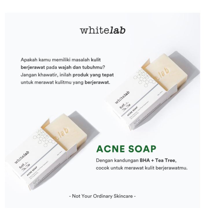 [ORI] Sabun Perawatan Wajah &amp; Tubuh Berjerawat dengan Kandungan BHA &amp; Tea Tree - Whitelab Acne Soap BPOM