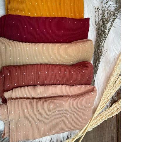 ✾ Pashmina Plisket Polkadot Ceruty Babydoll | Pashmina Polka Tanpa Garis Tengah | Ukuran 175cm x 75c