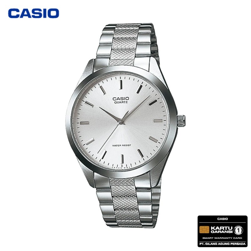 JAM TANGAN PRIA CASIO MTP-1274D-7A ORIGINAL - MTP1274D SILVER PUTIH