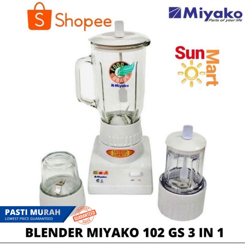 Blender Kaca Serbaguna Miyako 3 IN 1 Kaca BL-102 GS Hemat Listrik 1 Liter