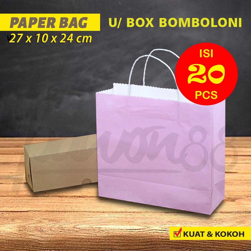 

Paper Bag untuk - Box Bomboloni 27x10x24 cm - PINK -(20 Pcs)
