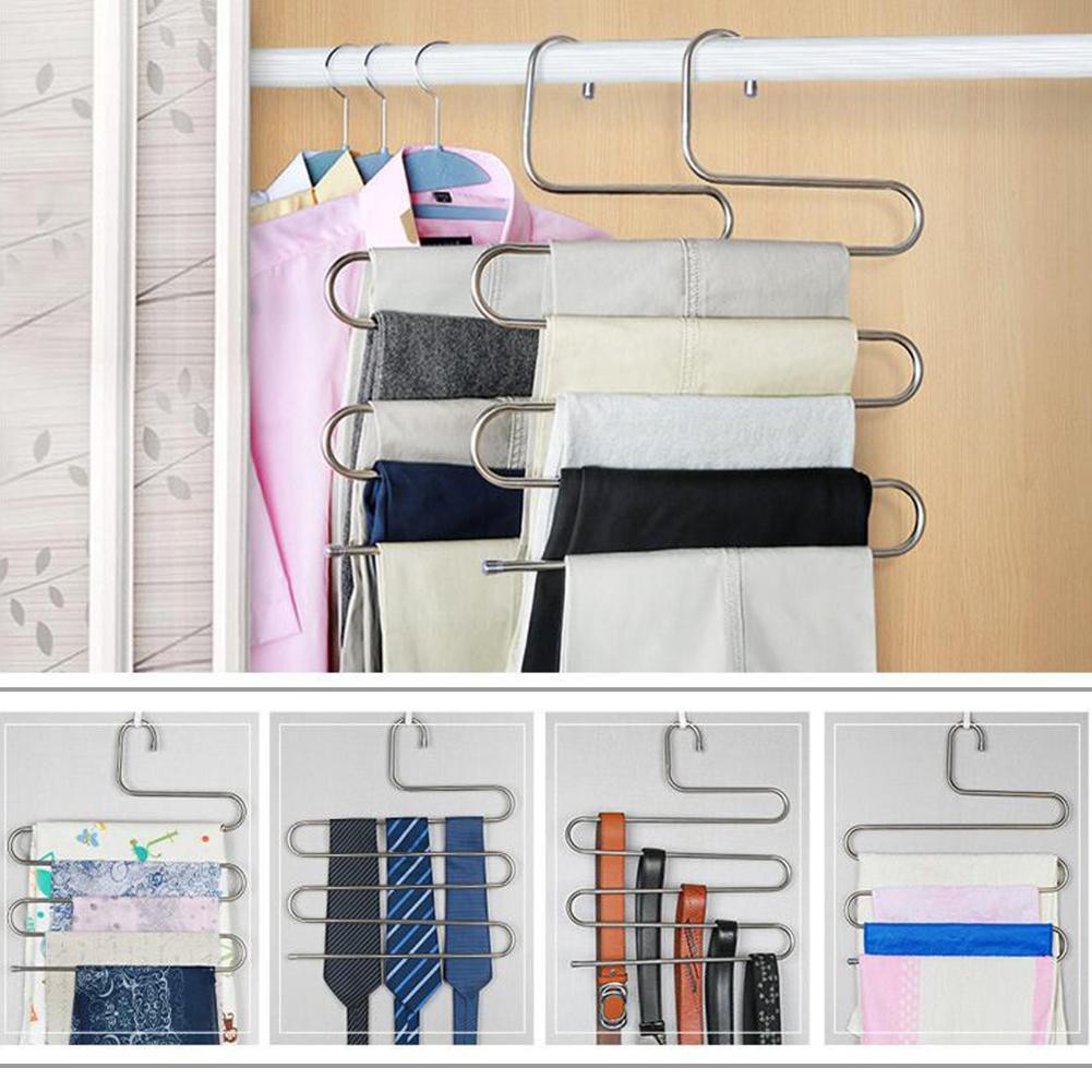Multifunction S Type Anti Slip Pants Hanger Trousers Rack Closet