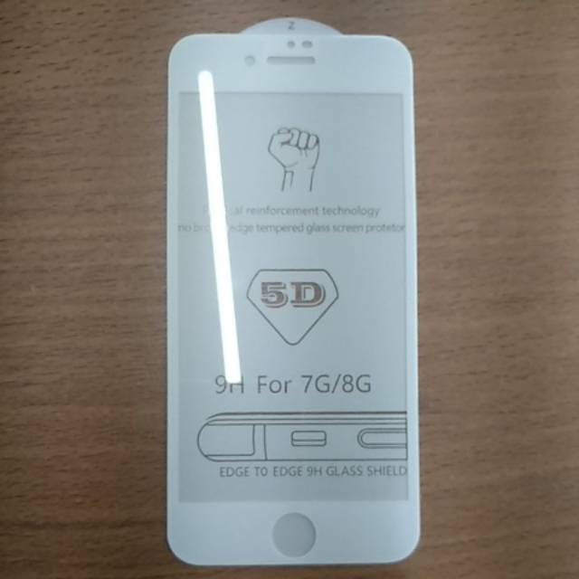 Tempered glass full glue 5D for iph0ne7/8 high quality white putih dan hitam