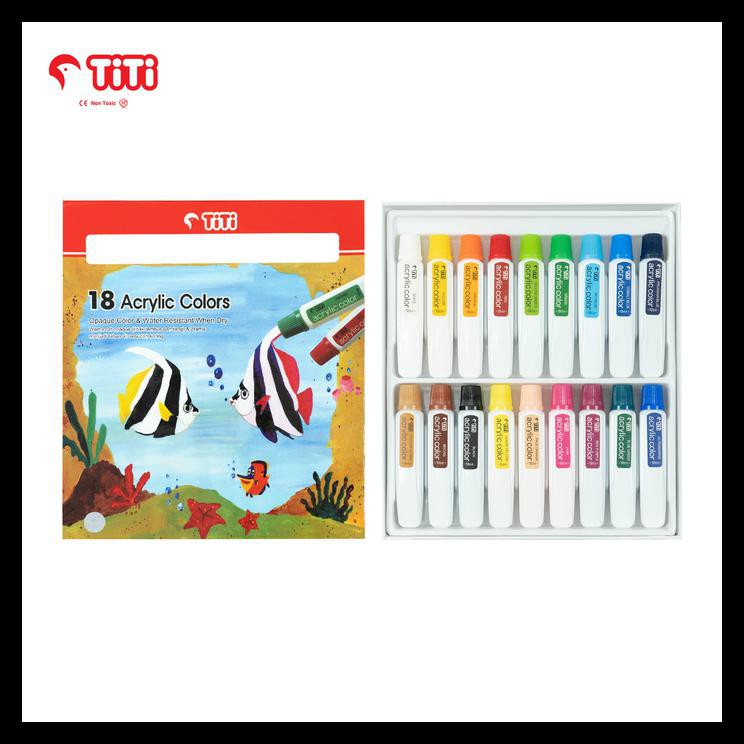 

DISKON ACRYLIC COLOR / CAT AKRILIK TITI AC-12ML-18 / 18 WARNA / COLORS PERALATAN MELUKIS MURAH