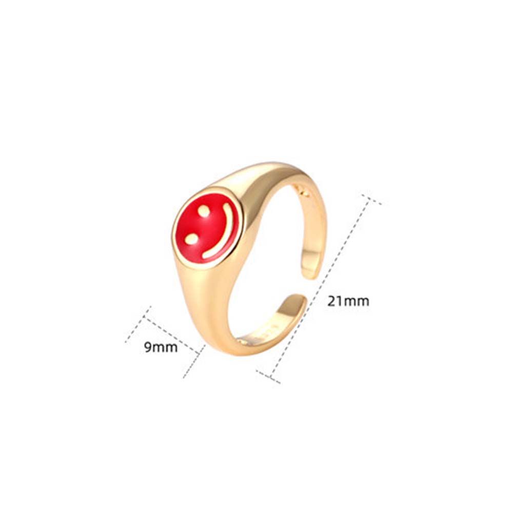 Needway  Simple Open Rings Cute Fashion Jewelry Finger Ring Dripping Oil Women Candy Color Funny Temperament Girls Smiley Face/Multicolor