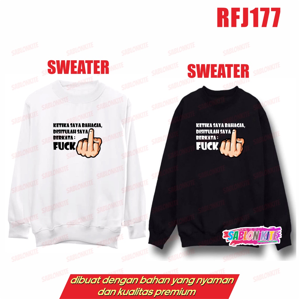 MURAH!!! SWEATER DISTRO KEREN RFJ177 KETIKA BAHAGIA