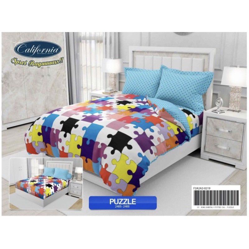 Bedcover California 180x200 / Bed Cover Set California Rumbai Puzzle King 180x200