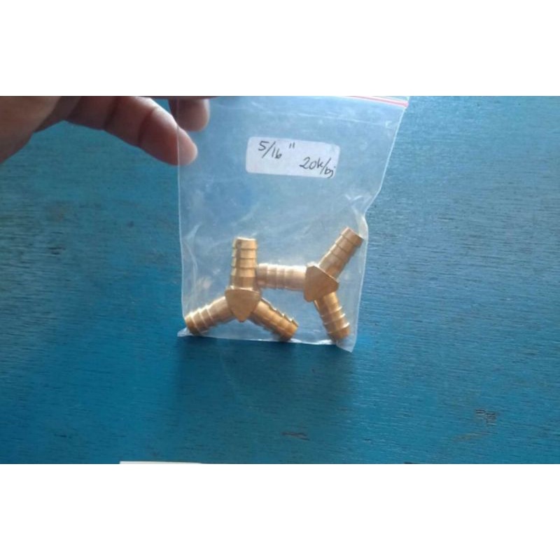 Cabang 3 Kuningan 5/16" Sachio Tee Nepel Selang Angin dan Gas LPG