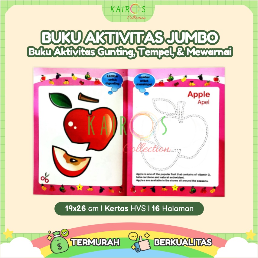 Buku Aktivitas Anak Jumbo - Gunting, Tempel dan Mewarnai (Activity Book) Buku Gunting Tempel Jumbo