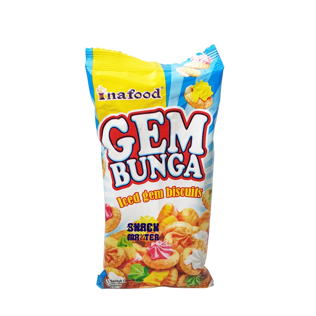 Inafood Gem Bunga Iced Gem Biscuit Biskuit Gem Rose - Netto 24gr