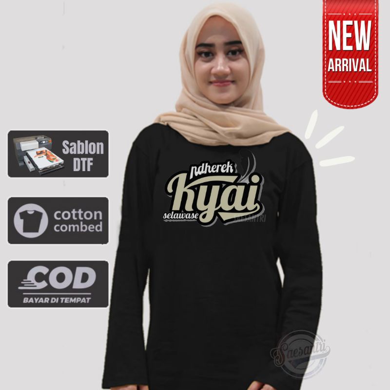 Kaos Santri Putri Salafy Lengan Panjang Nderek Kyai Selawase