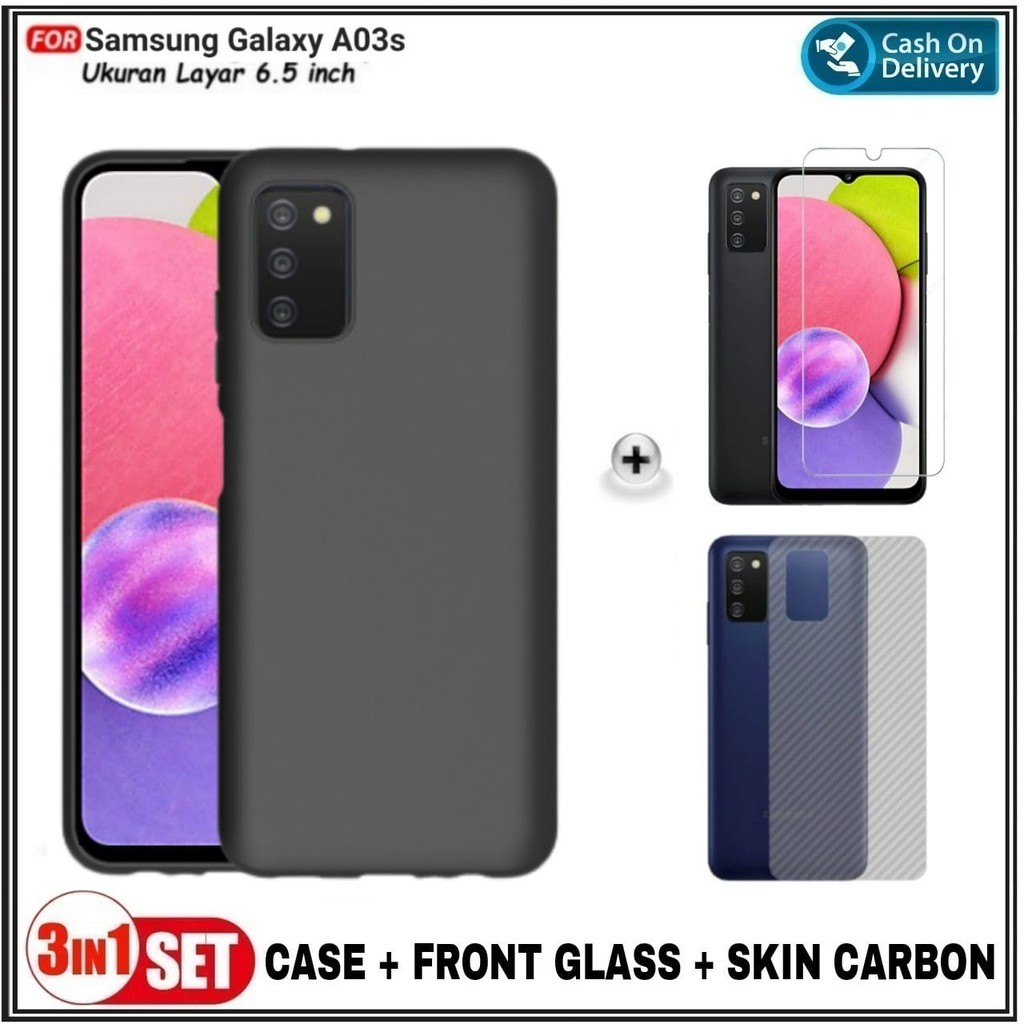 Case Samsung Galaxy A03s Soft Case Free Tempered Glass + Garskin