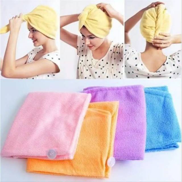 Handuk Rambut Keramas Microfiber Lap Pengering Rambut Praktis Dan Cepat Import Grosir Batam  PS083