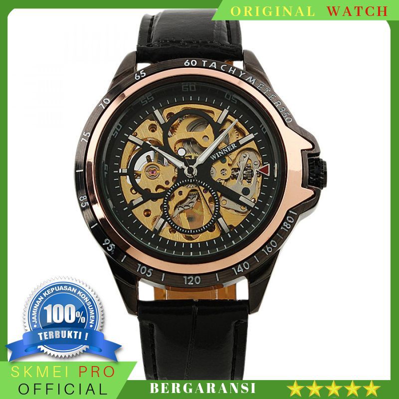 ORIGINAL WATCH ESS Skeleton Leather Strap Automatic Mechanical Watch - WM267 BERGARANSI