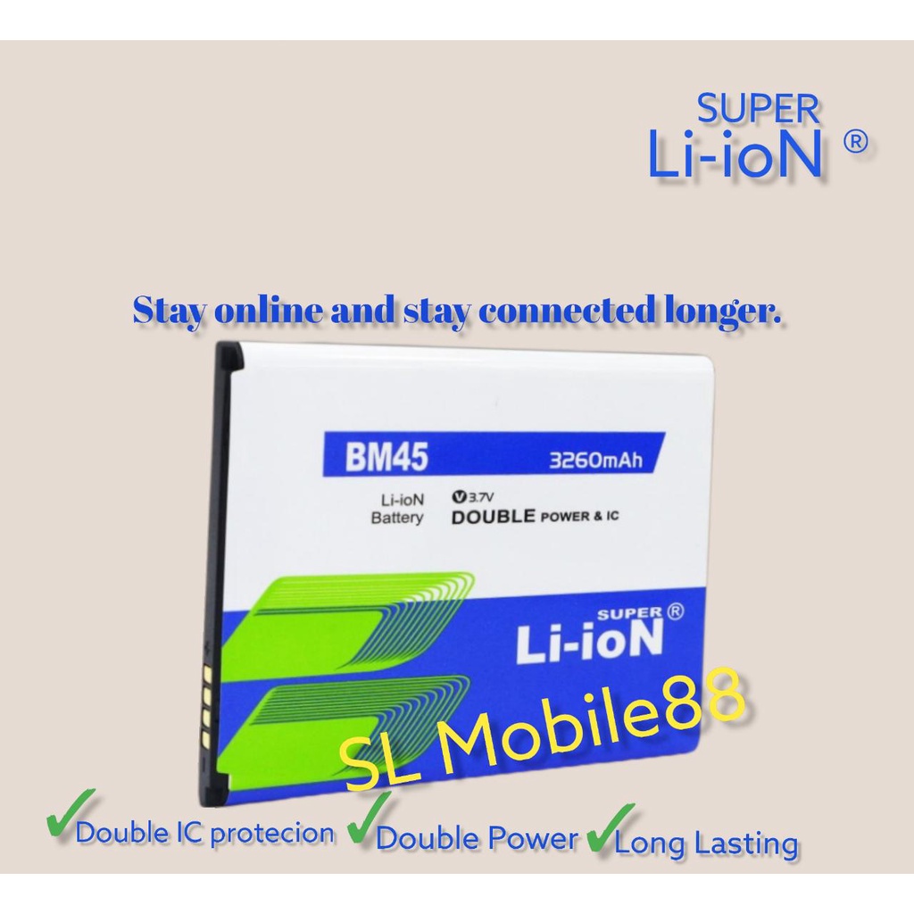 Baterai Xiaomi BM45 Double power BM-45 redmi Note 2 Super Li-ion 3260mAh