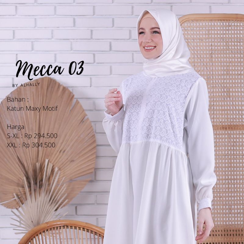 [COD] BEST SELLER GAMIS || DRESS MUSLIM JUMBO AL HALLY MECCA 03 WHITE ORIGINAL || PUSAT DISTRIBUTOR