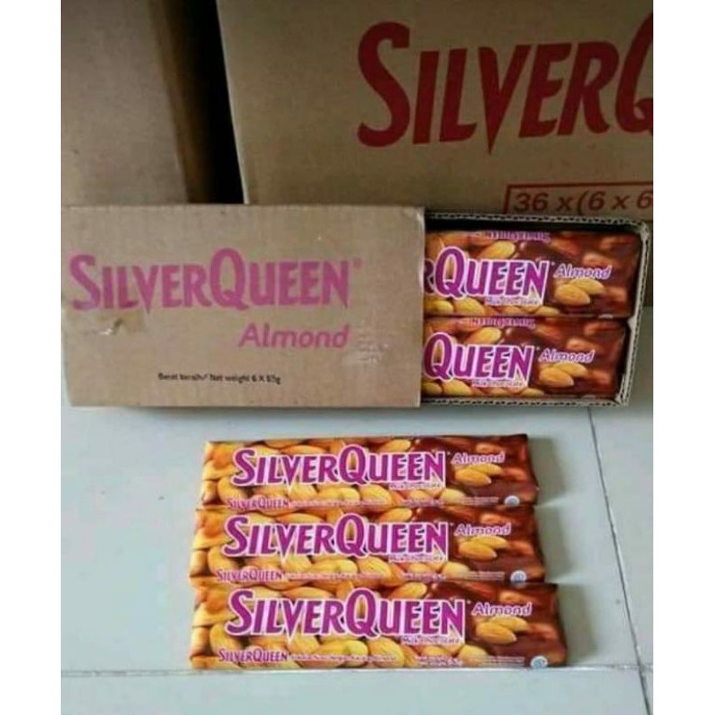 SILVERQUEEN ALMOND 65gr 1 box isi 6
