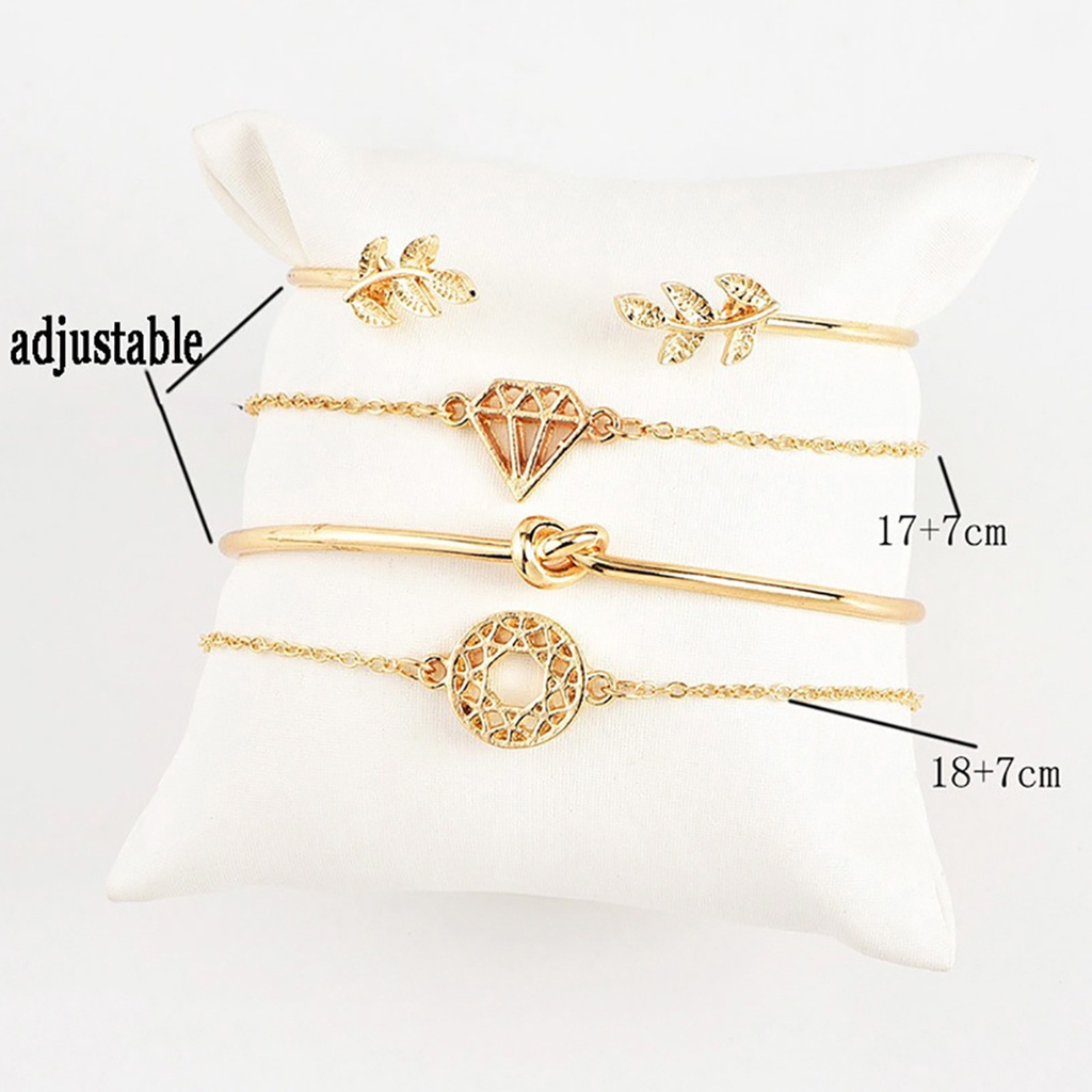 Hu Hu Hu Hu Hu Alat Bantu Pasang Kacamata♡ 4pcs / Set Gelang Tangan Rantai Adjustable Model Terbuka Untuk Wanita