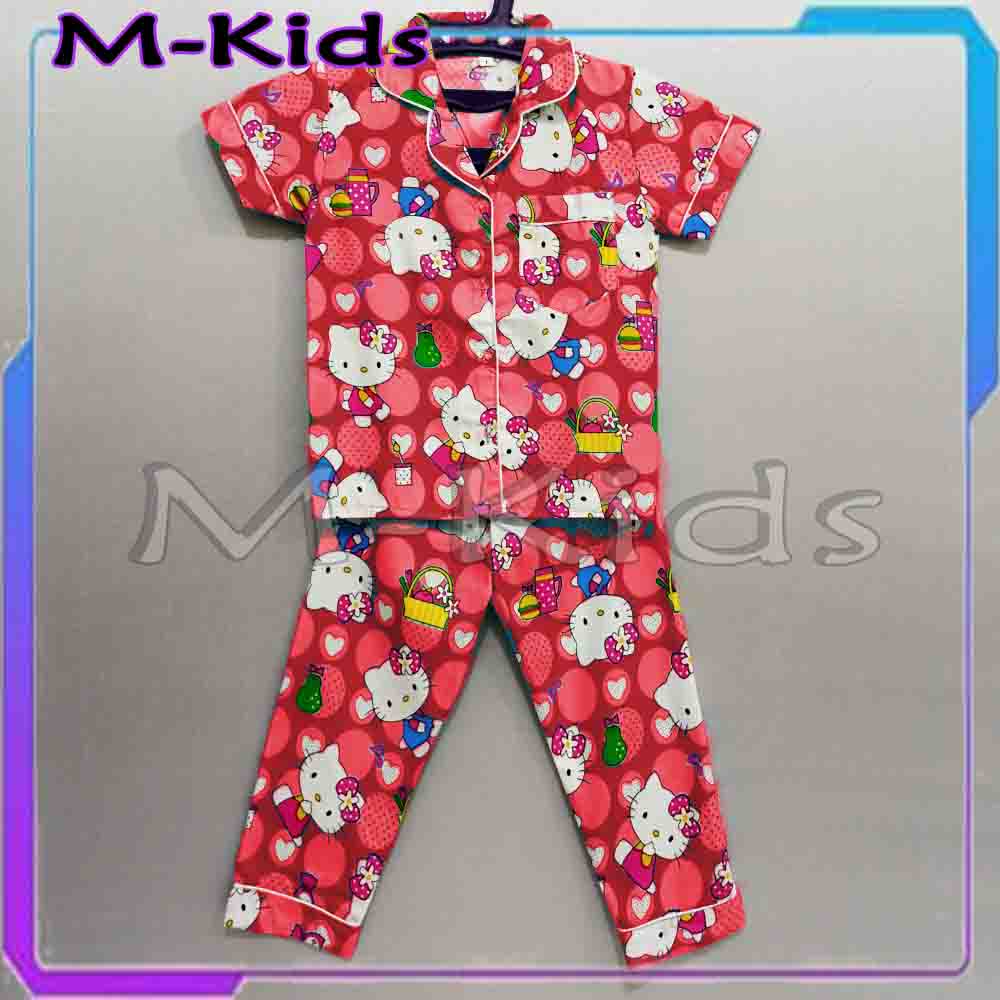 MKids88 - Baju Setelan Katun Piyama Anak Gambar Hello Kitty Keropi Beruang &amp; Kuda Pony