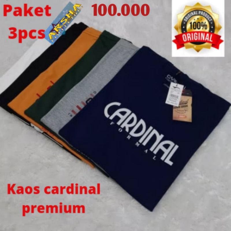 Paket 3 pcs 100 ribu motif RANDOM | kaos cardinal original pria dewasa lengan pendek asli bandung | 