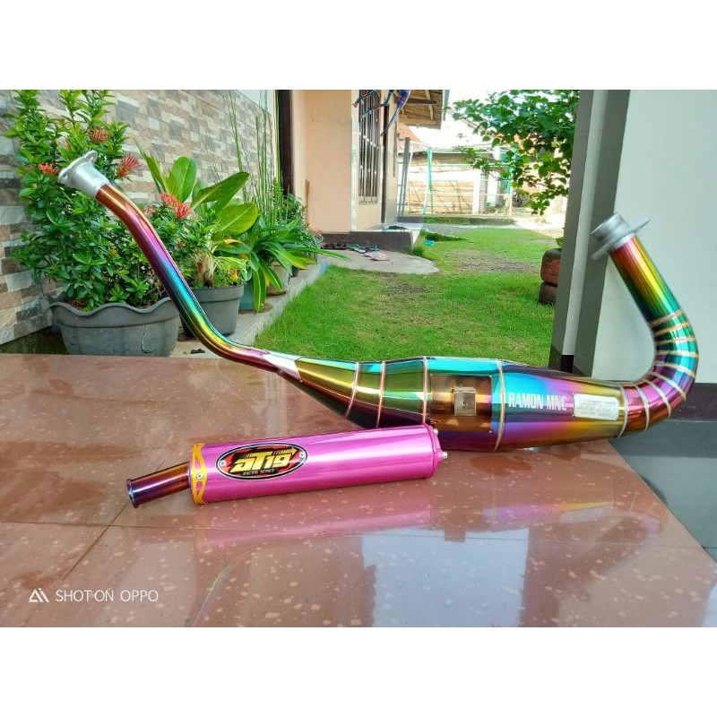 KNALPOT AT19 RACING NINJA 2 TAK PELANGI SILINCER PINK