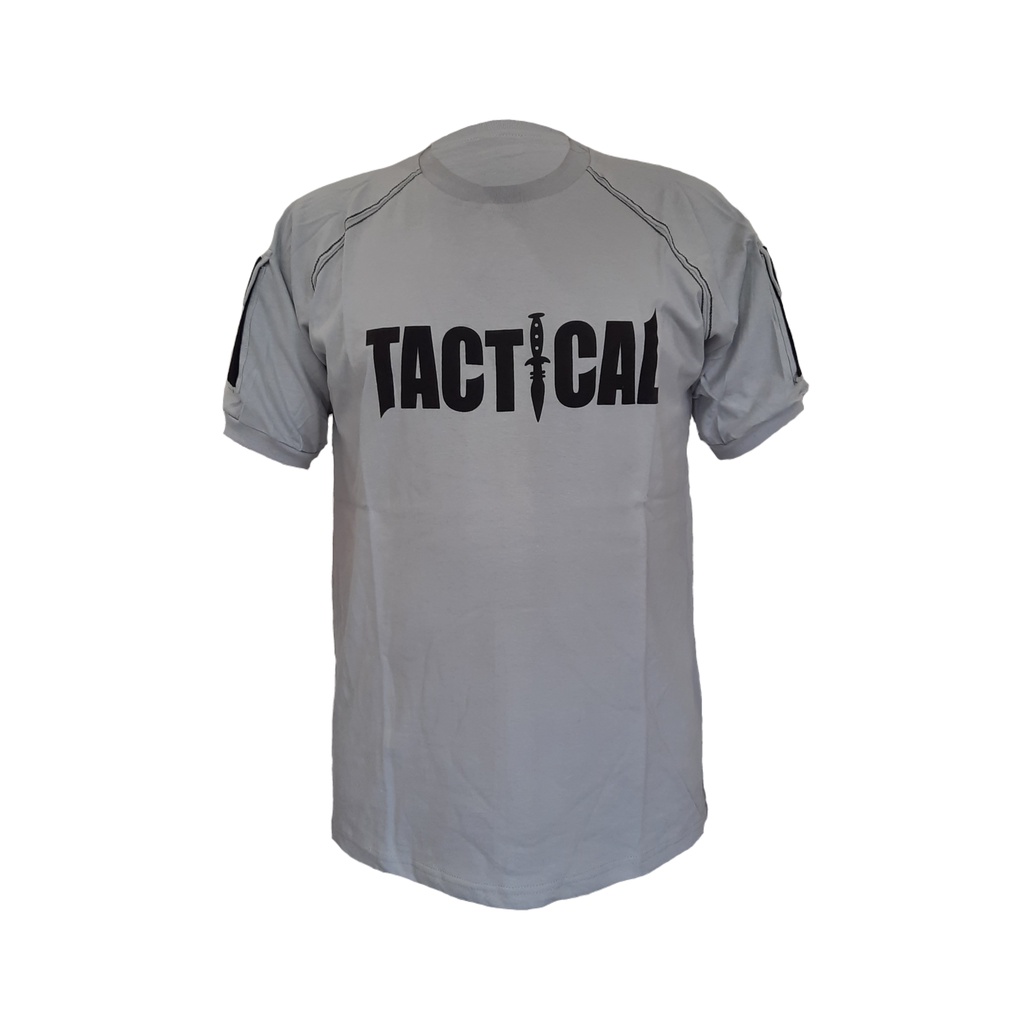 Kaos Tactical Pendek Abu Muda/Asap Cotton combed 24s