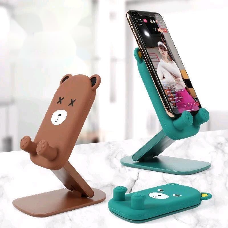 Cartoon Bear Desktop Mobile Phone Stand Lazy Mobile Phone Stand Portable Storage Folding Cute Cartoon Sji7