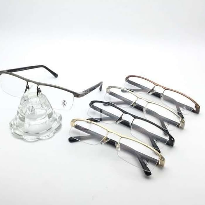 GRATIS LENSA BLUE RAY PHOTOCROMIC Kacamata Pria Minus Cartier 810 Half