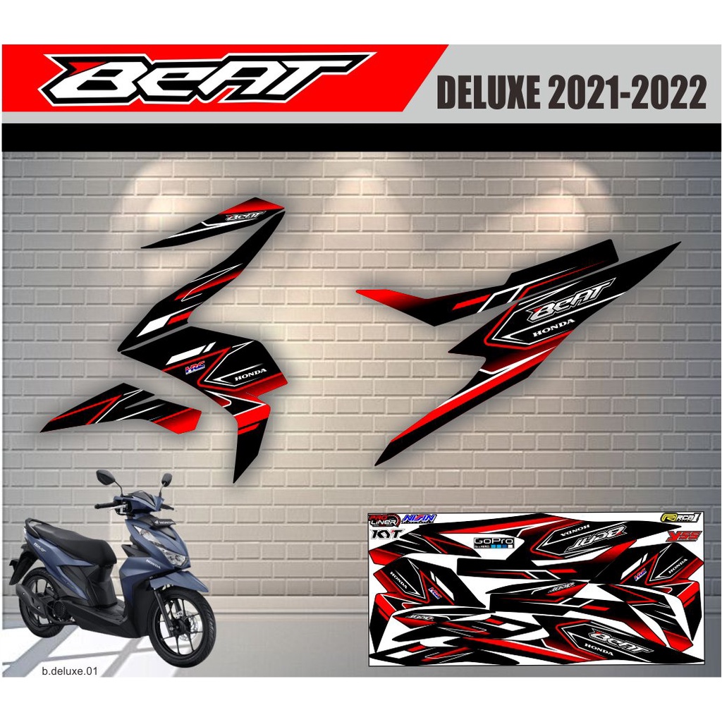 Striping Beat Deluxe - Sticker Striping List Variasi Motor Beat Deluxe Motif Racing #honda beat delu