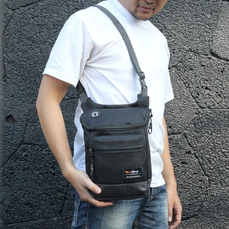 Original - Tas salempang pria slingbag simple hitam premium terbaru termurah promo